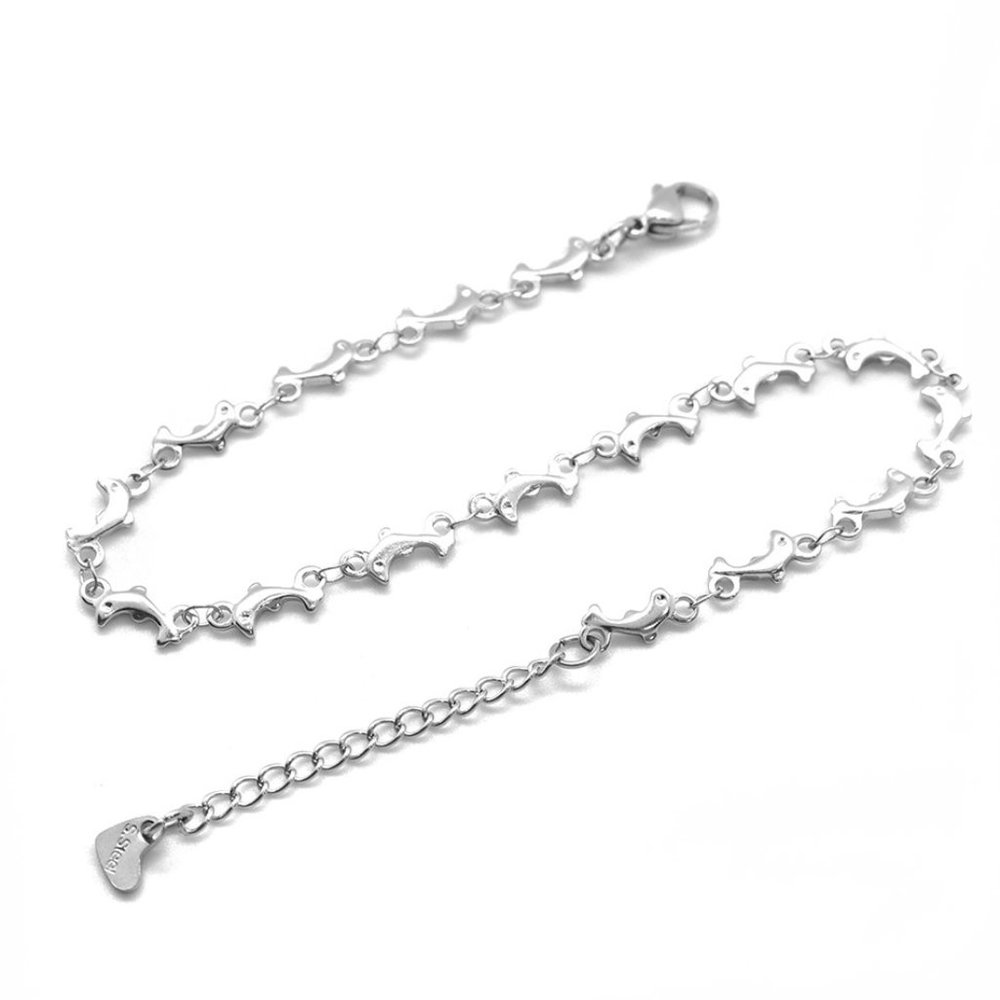 Dolphin Anklet Stainless Steel Silver Tone